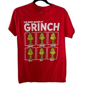 Dr Seuss The Grinch The Many Moods of the Grinch Red Holiday Christmas Tshirt